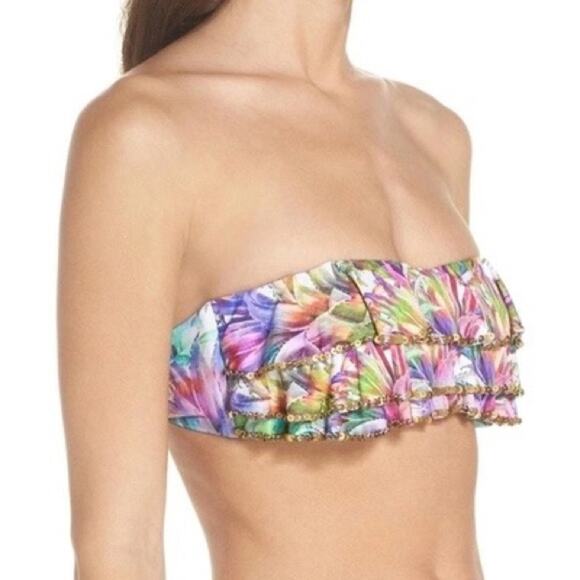 Pilyq Sequin Ruffle Bandeau Bikini Top In Lanai NWT - Picture 2 of 9